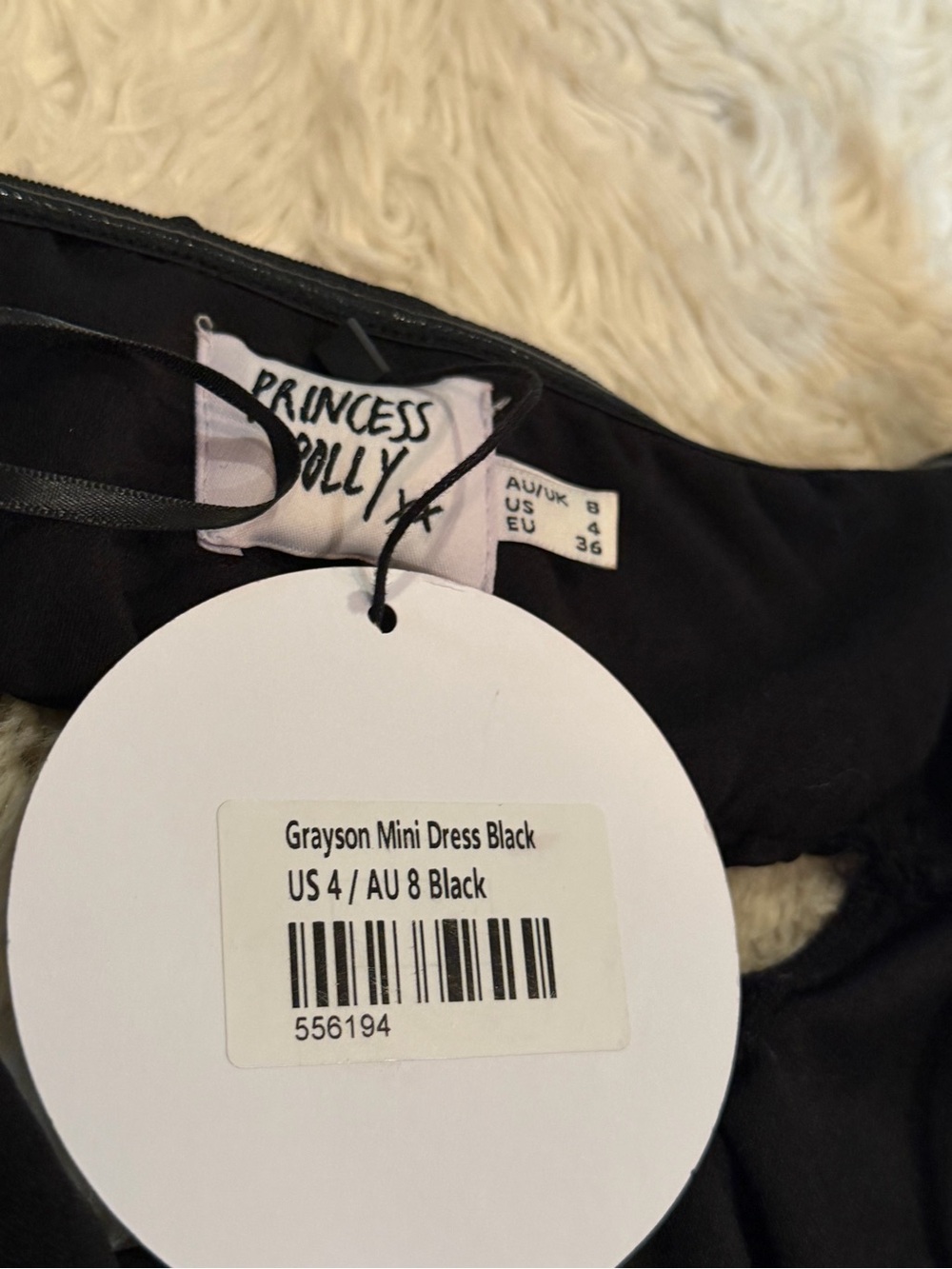 NWT Princess Polly Grayson Mini Dress Black - Size 4 - Picture 4 of 5